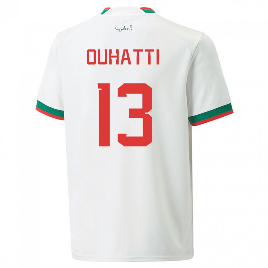 Herren Marokkanische Aymane Ouhatti #13 Weiß Auswärtstrikot Trikot 22-24 T-shirt Belgien
