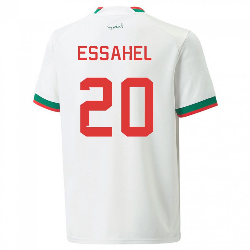 Herren Marokkanische Mohammed Amine Essahel #20 Weiß Auswärtstrikot Trikot 22-24 T-shirt Belgien