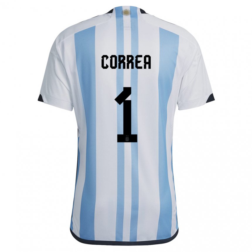 Damen Argentinische Vanina Correa #1 Weiß Himmelblau Heimtrikot Trikot 22-24 T-shirt Belgien