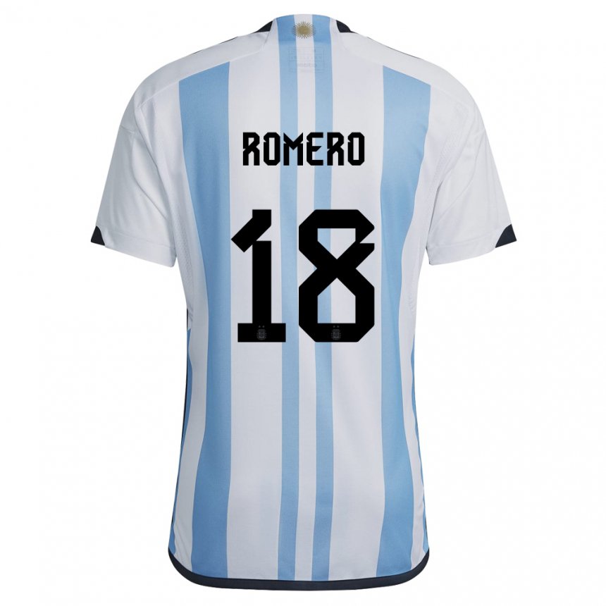 Damen Argentinische Luka Romero #18 Weiß Himmelblau Heimtrikot Trikot 22-24 T-shirt Belgien