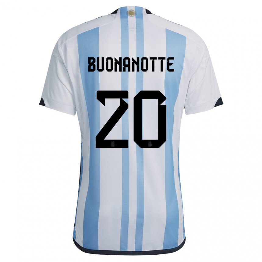 Damen Argentinische Facundo Buonanotte #20 Weiß Himmelblau Heimtrikot Trikot 22-24 T-shirt Belgien