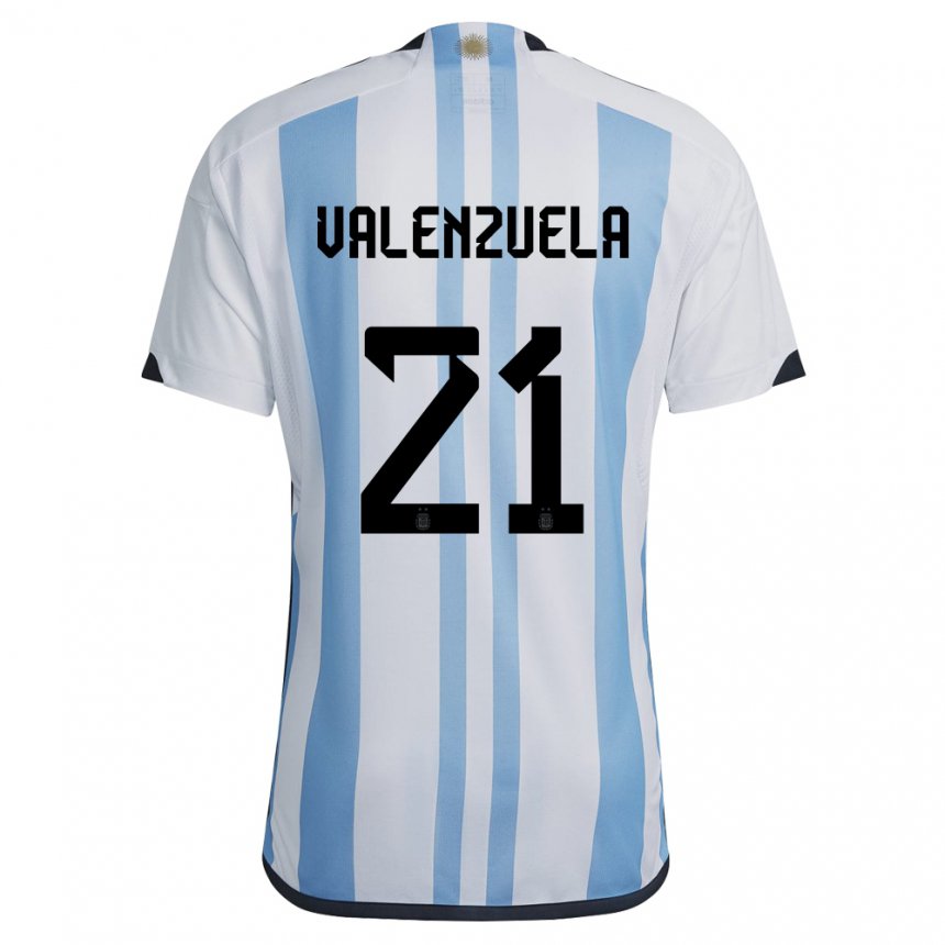 Damen Argentinische Fernando Valenzuela #21 Weiß Himmelblau Heimtrikot Trikot 22-24 T-shirt Belgien