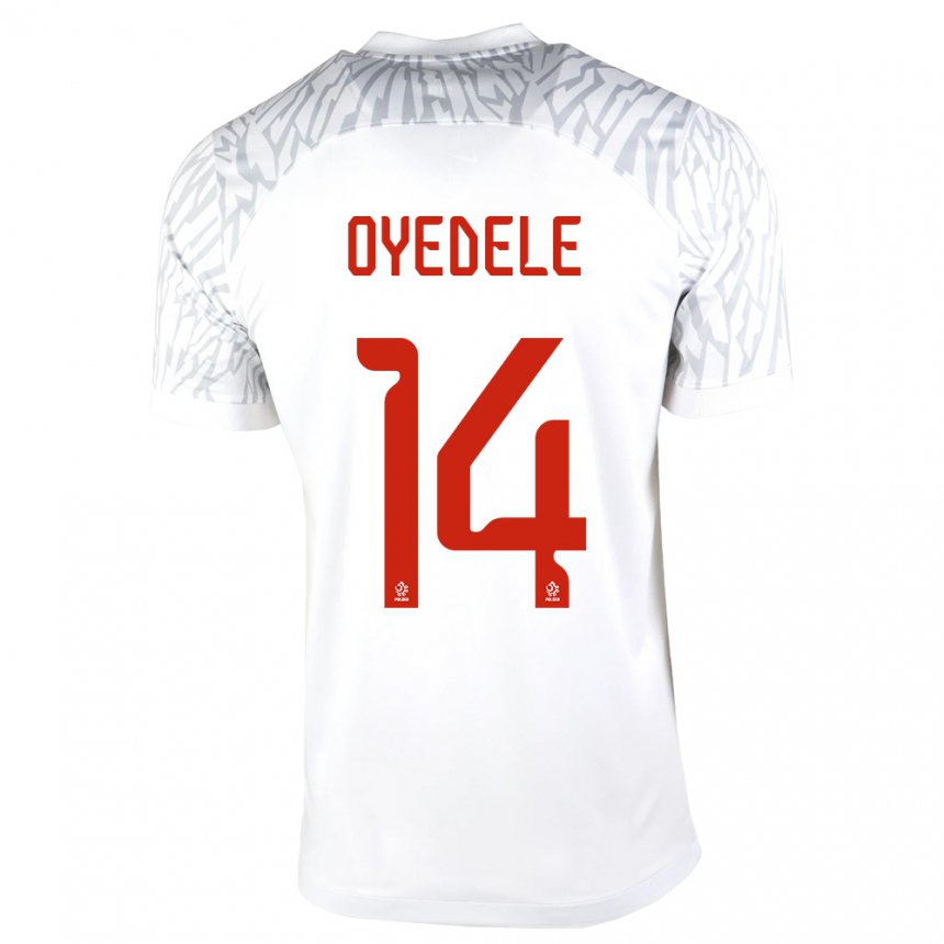 Damen Polnische Maximillian Oyedele #14 Weiß Heimtrikot Trikot 22-24 T-shirt Belgien