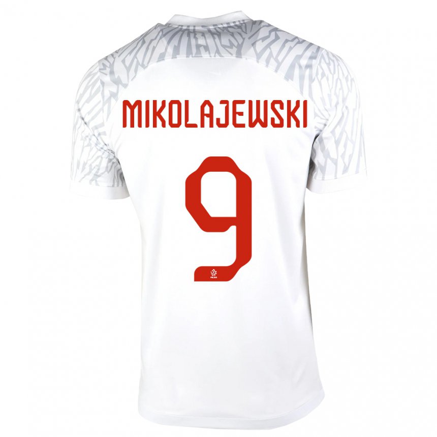 Damen Polnische Daniel Mikolajewski #9 Weiß Heimtrikot Trikot 22-24 T-shirt Belgien