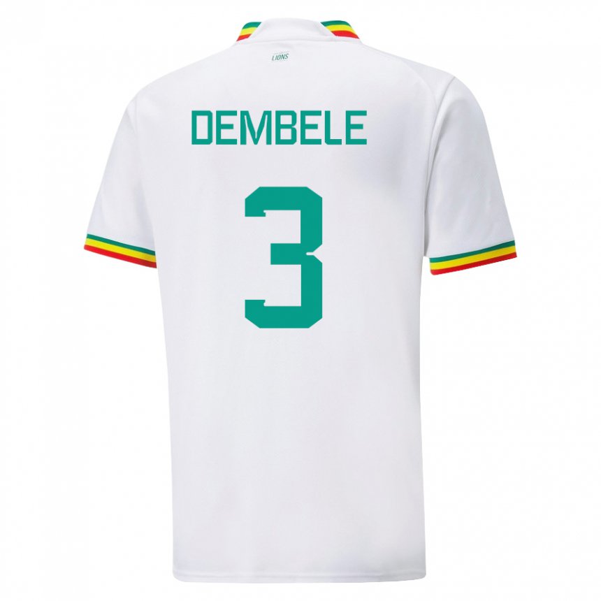 Femme Maillot Sénégal Anta Dembele #3 Blanc Tenues Domicile 22-24 T-shirt Belgique