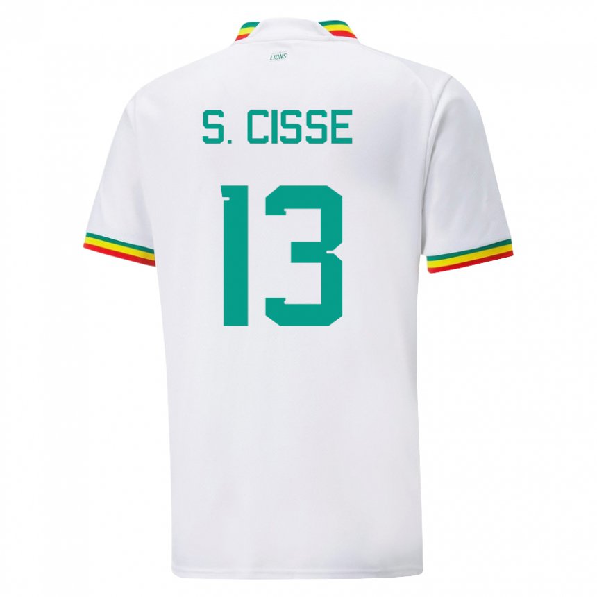 Dames Senegalees Souleymane Cisse #13 Wit Thuisshirt Thuistenue 22-24 T-shirt België