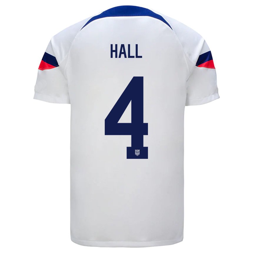 Femme Maillot États-unis Tyler Hall #4 Blanc Tenues Domicile 22-24 T-shirt Belgique