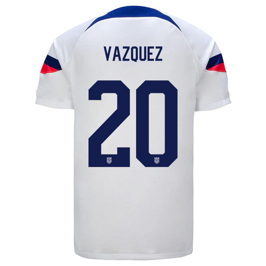 Damen Us-amerikanische David Vazquez #20 Weiß Heimtrikot Trikot 22-24 T-shirt Belgien