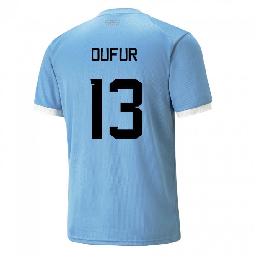 Dames Uruguayaans Lautaro Dufur #13 Blauw Thuisshirt Thuistenue 22-24 T-shirt België