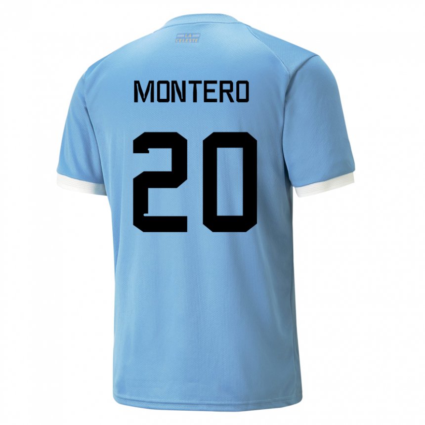 Dames Uruguayaans Alfonso Montero #20 Blauw Thuisshirt Thuistenue 22-24 T-shirt België