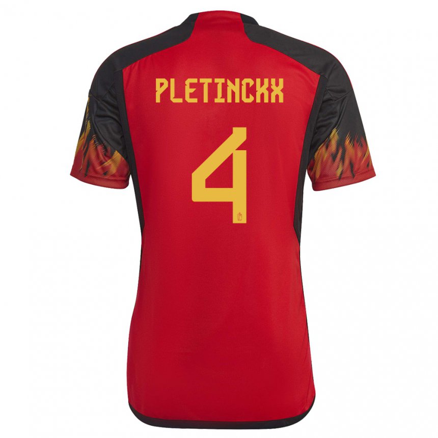 Damen Belgische Ewoud Pletinckx #4 Rot Heimtrikot Trikot 22-24 T-shirt Belgien