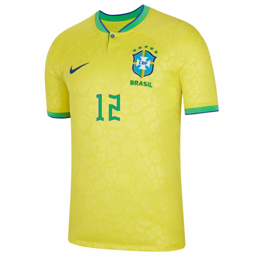 Damen Brasilianische Kaue #12 Gelb Heimtrikot Trikot 22-24 T-shirt Belgien