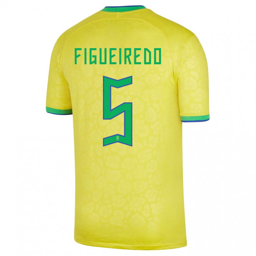 Femme Maillot Brésil Vitor Figueiredo #5 Jaune Tenues Domicile 22-24 T-shirt Belgique