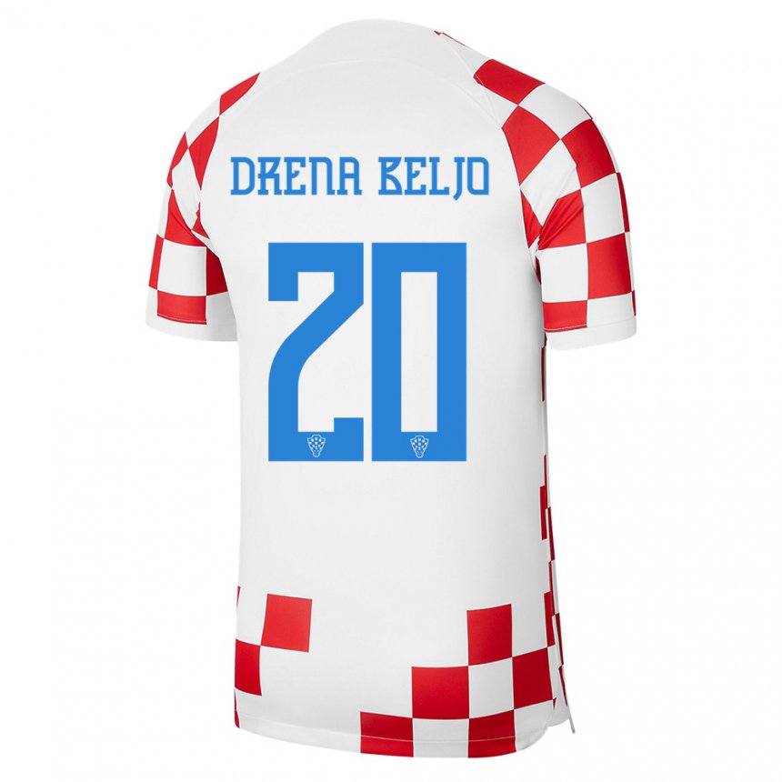 Damen Kroatische Dion Drena Beljo #20 Rot-weiss Heimtrikot Trikot 22-24 T-shirt Belgien