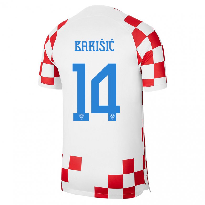 Damen Kroatische Teo Barisic #14 Rot-weiss Heimtrikot Trikot 22-24 T-shirt Belgien