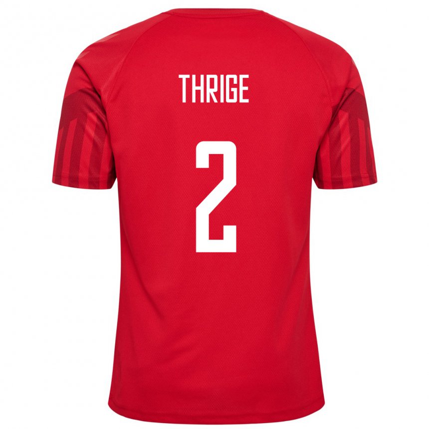 Damen Dänische Sara Thrige #2 Rot Heimtrikot Trikot 22-24 T-shirt Belgien