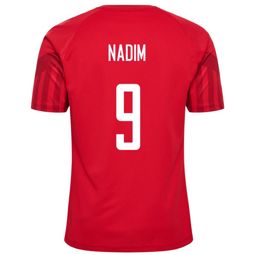 Damen Dänische Nadia Nadim #9 Rot Heimtrikot Trikot 22-24 T-shirt Belgien
