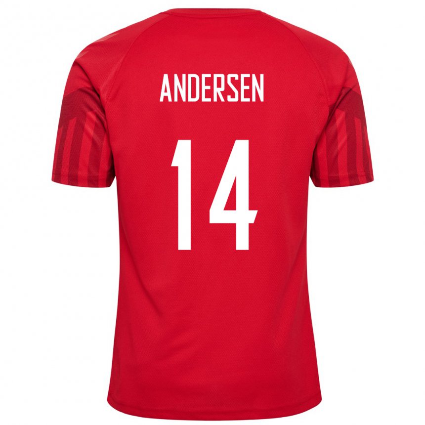 Femme Maillot Danemark Silas Andersen #14 Rouge Tenues Domicile 22-24 T-shirt Belgique