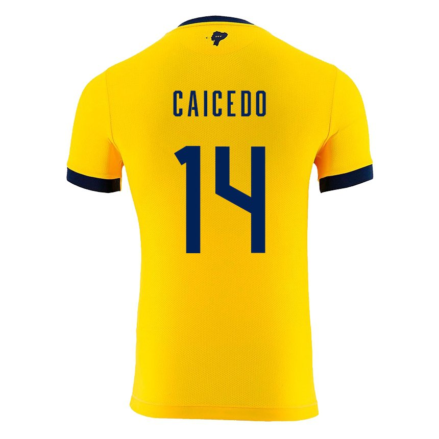 Damen Ecuadorianische Carina Caicedo #14 Gelb Heimtrikot Trikot 22-24 T-shirt Belgien