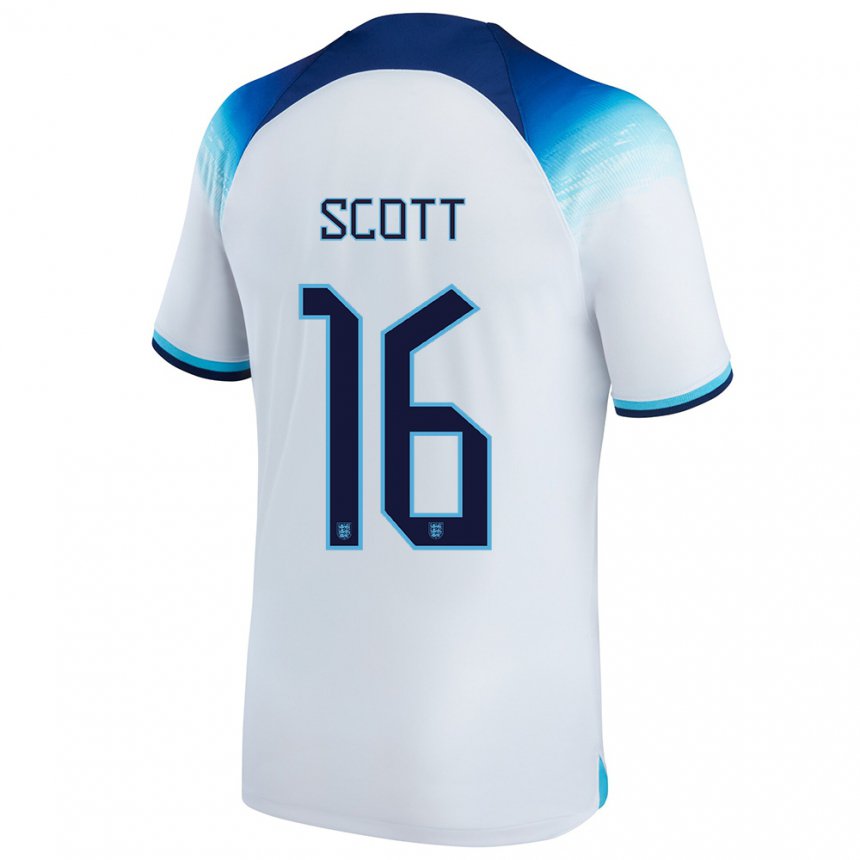 Damen Englische Jill Scott #16 Weiß Blau Heimtrikot Trikot 22-24 T-shirt Belgien