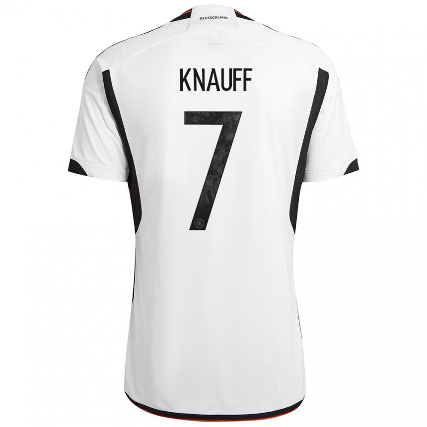 Damen Deutsche Ansgar Knauff #7 Weiß Schwarz Heimtrikot Trikot 22-24 T-shirt Belgien