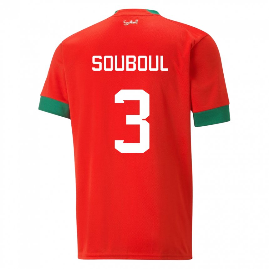 Dames Marokkaans Mohamed Souboul #3 Rood Thuisshirt Thuistenue 22-24 T-shirt België