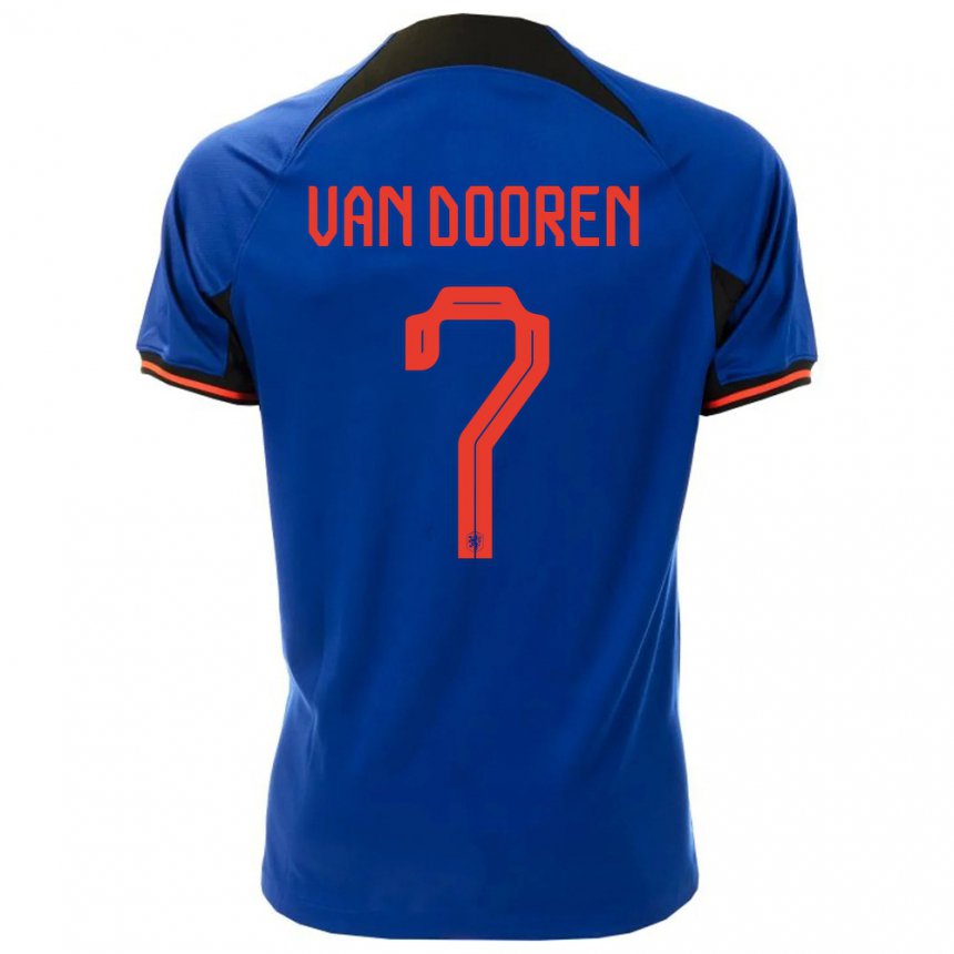 Damen Niederländische Kayleigh Van Dooren #7 Königsblau Auswärtstrikot Trikot 22-24 T-shirt Belgien