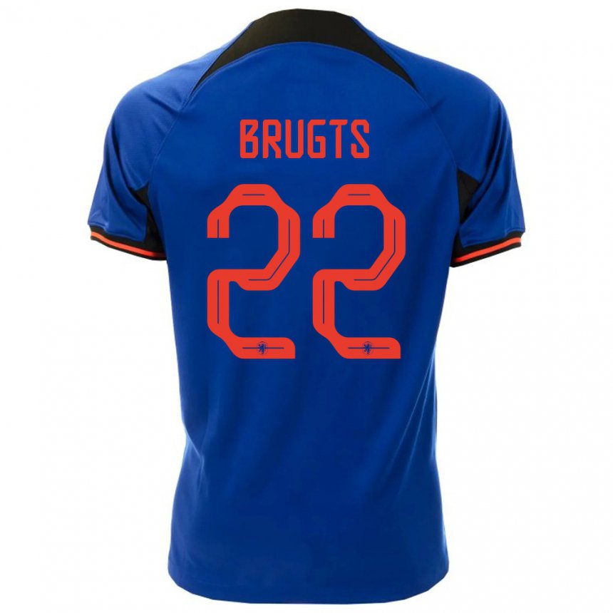 Damen Niederländische Esmee Brugts #22 Königsblau Auswärtstrikot Trikot 22-24 T-shirt Belgien