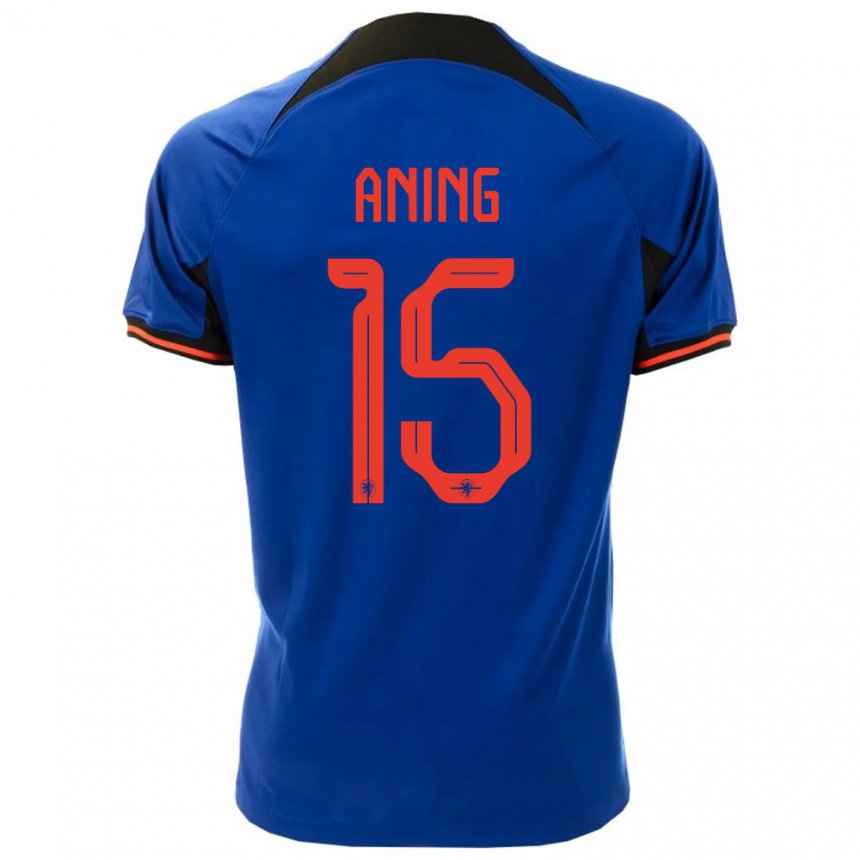 Damen Niederländische Prince Aning #15 Königsblau Auswärtstrikot Trikot 22-24 T-shirt Belgien