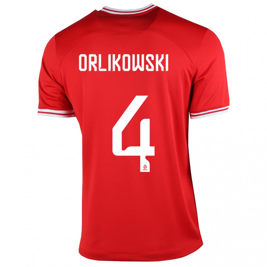 Damen Polnische Igor Orlikowski #4 Rot Auswärtstrikot Trikot 22-24 T-shirt Belgien