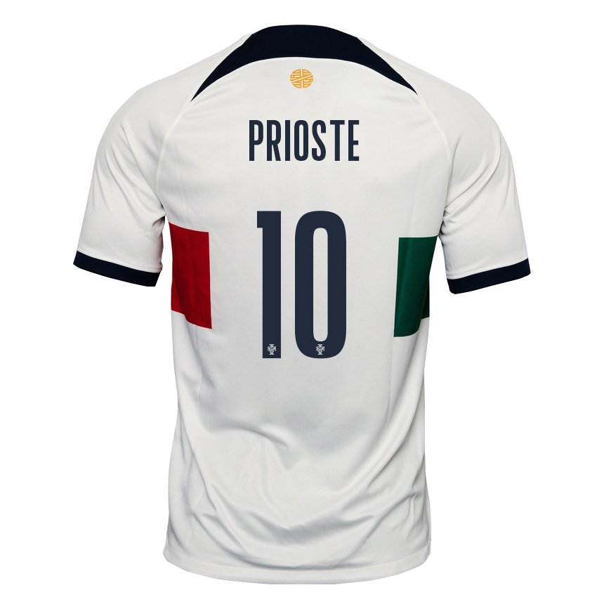 Damen Portugiesische Diogo Prioste #10 Weiß Auswärtstrikot Trikot 22-24 T-shirt Belgien