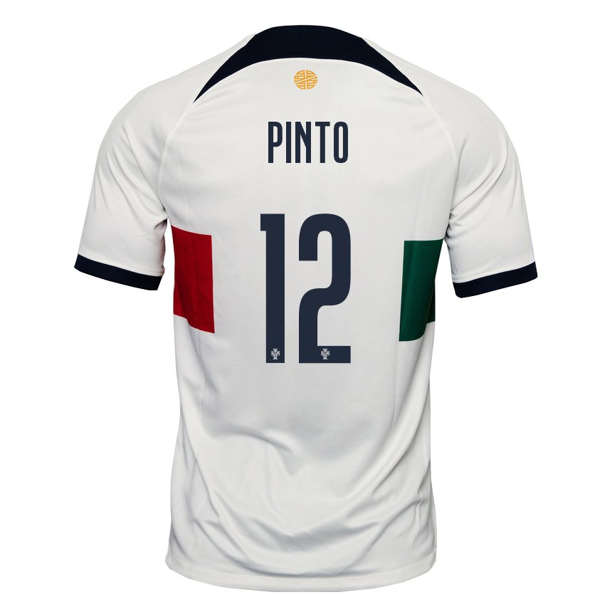 Damen Portugiesische Diogo Pinto #12 Weiß Auswärtstrikot Trikot 22-24 T-shirt Belgien