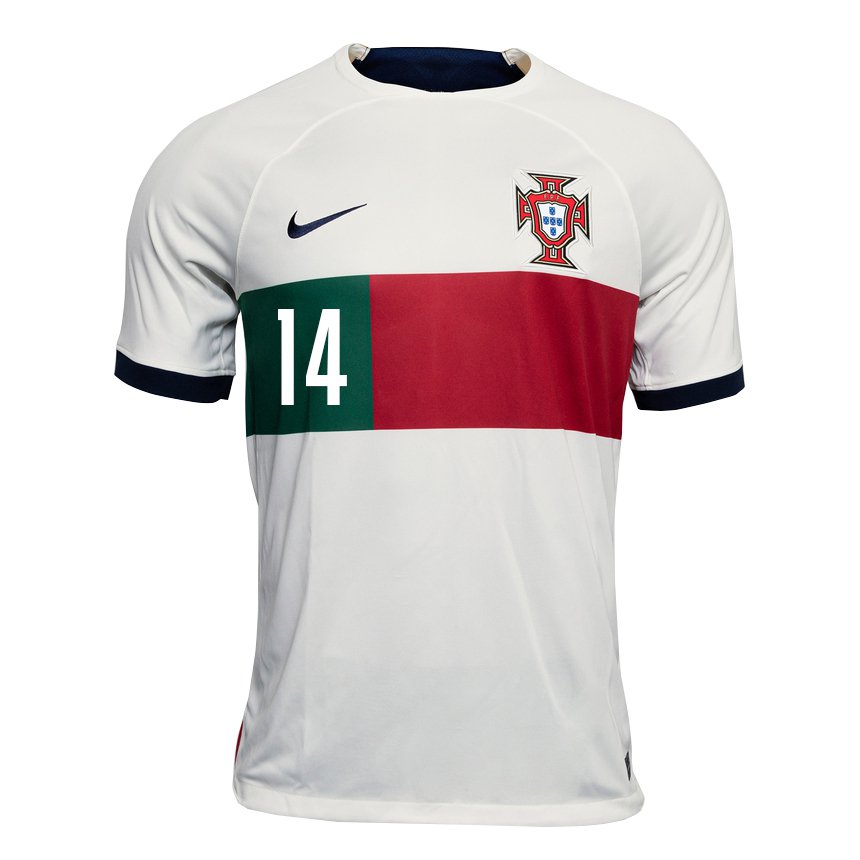 Damen Portugiesische Guilherme Gaspar #14 Weiß Auswärtstrikot Trikot 22-24 T-shirt Belgien