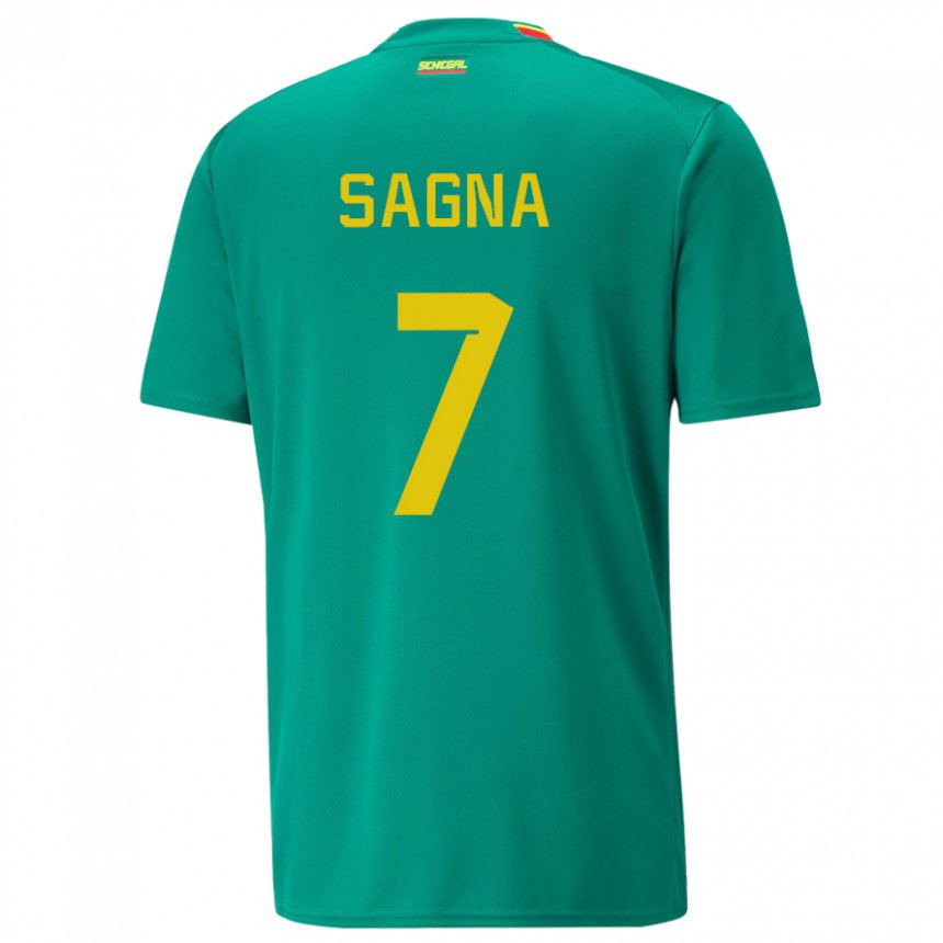Femme Maillot Sénégal Amadou Sagna #7 Vert Tenues Extérieur 22-24 T-shirt Belgique