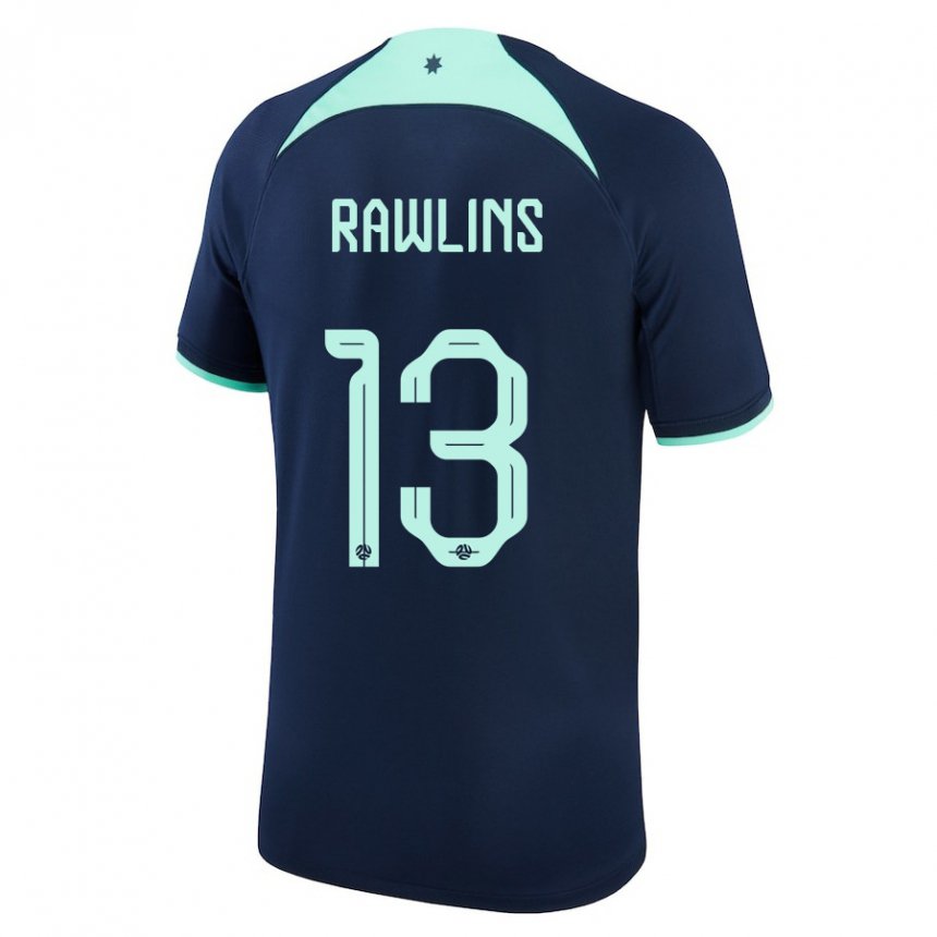 Femme Maillot Australie Joshua Rawlins #13 Bleu Foncé Tenues Extérieur 22-24 T-shirt Belgique
