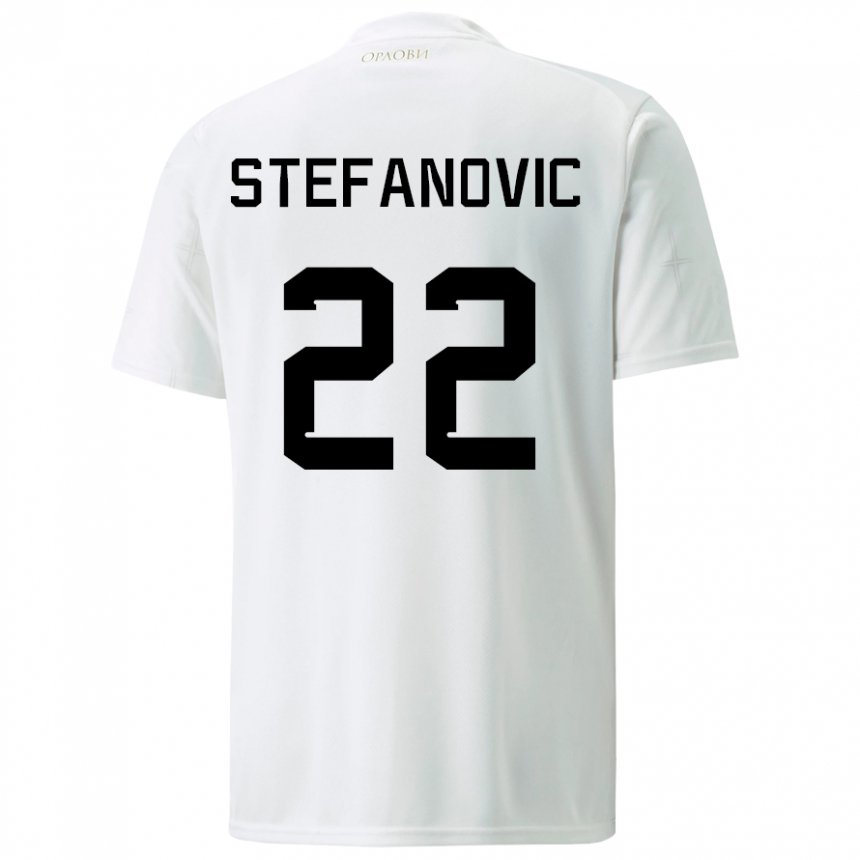Damen Serbische Dejana Stefanovic #22 Weiß Auswärtstrikot Trikot 22-24 T-shirt Belgien