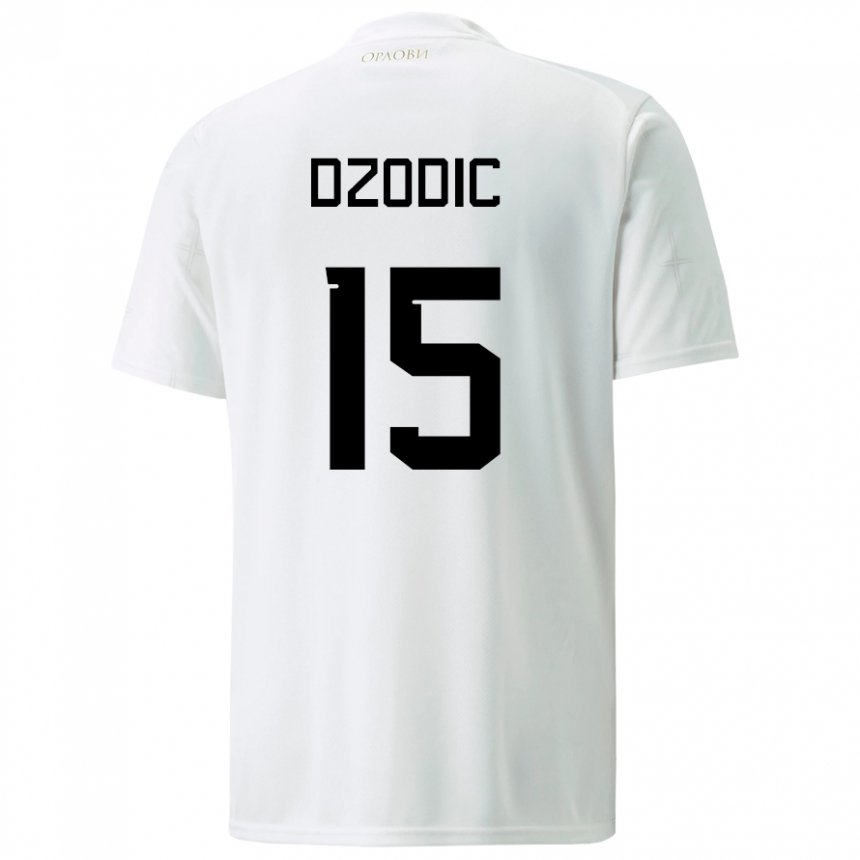 Damen Serbische Stefan Dzodic #15 Weiß Auswärtstrikot Trikot 22-24 T-shirt Belgien