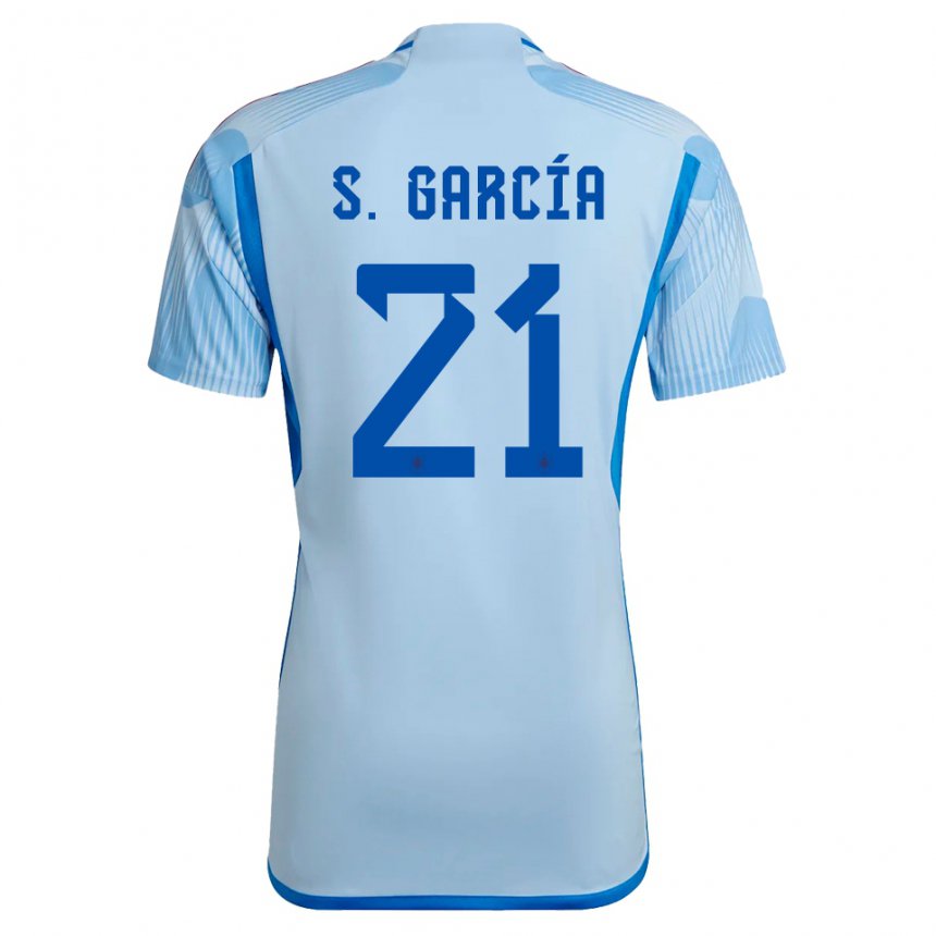 Damen Spanische Sheila Garcia #21 Himmelblau Auswärtstrikot Trikot 22-24 T-shirt Belgien