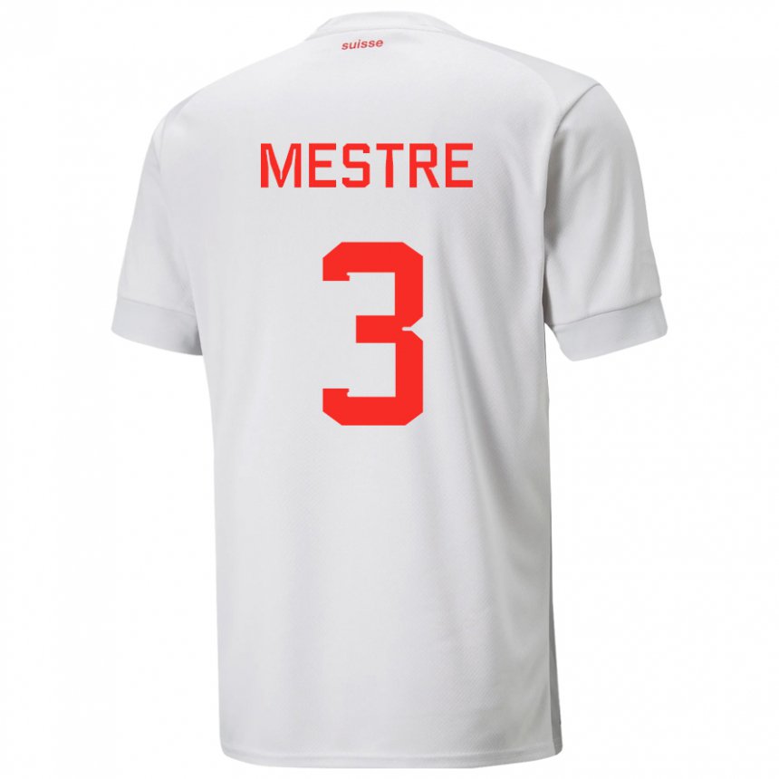 Damen Schweizer Luis Mestre #3 Weiß Auswärtstrikot Trikot 22-24 T-shirt Belgien