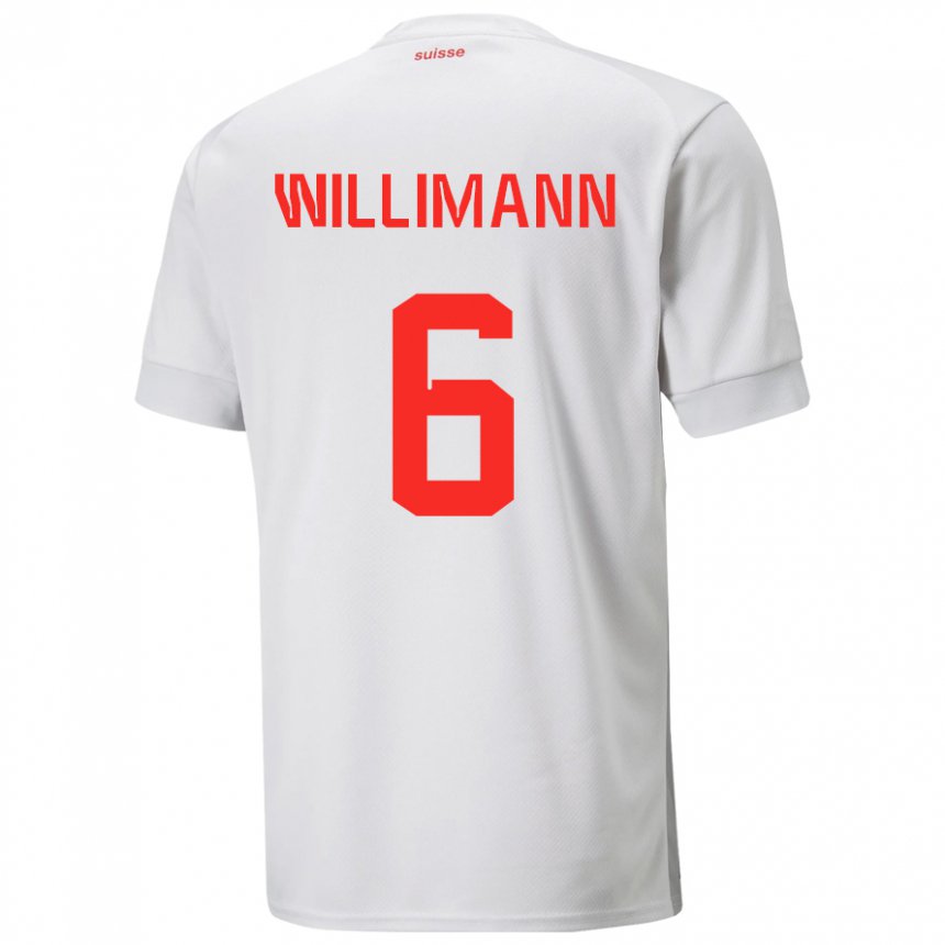 Damen Schweizer Mauricio Willimann #6 Weiß Auswärtstrikot Trikot 22-24 T-shirt Belgien