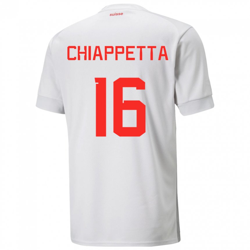 Damen Schweizer Carmine Chiappetta #16 Weiß Auswärtstrikot Trikot 22-24 T-shirt Belgien