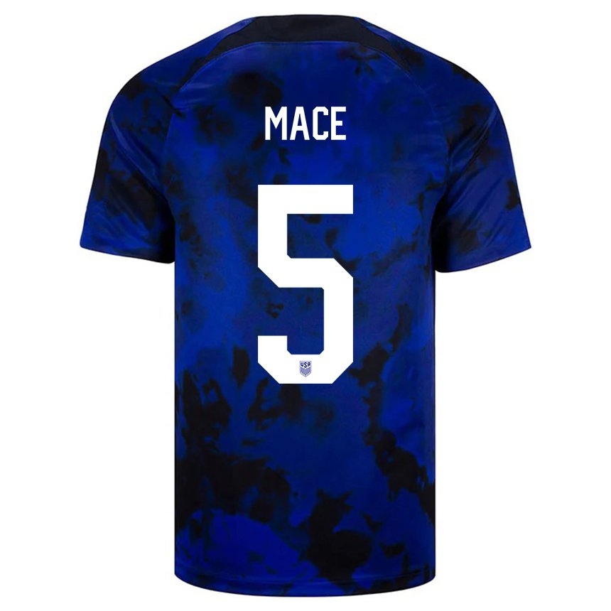 Damen Us-amerikanische Hailie Mace #5 Königsblau Auswärtstrikot Trikot 22-24 T-shirt Belgien