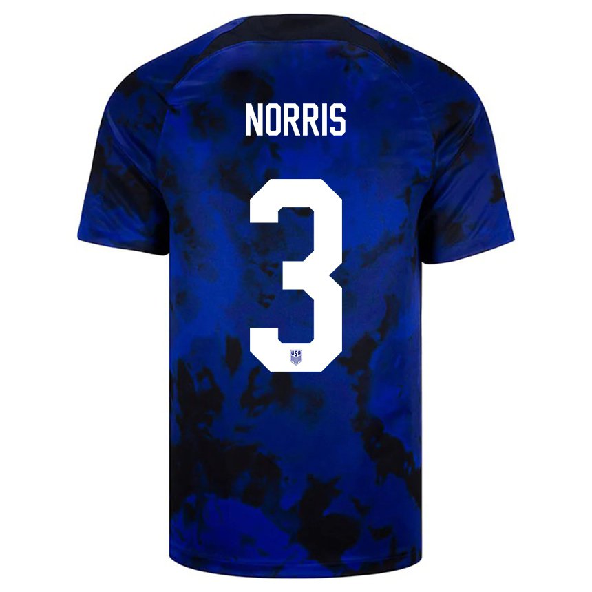 Femme Maillot États-unis Nolan Norris #3 Bleu Royal Tenues Extérieur 22-24 T-shirt Belgique