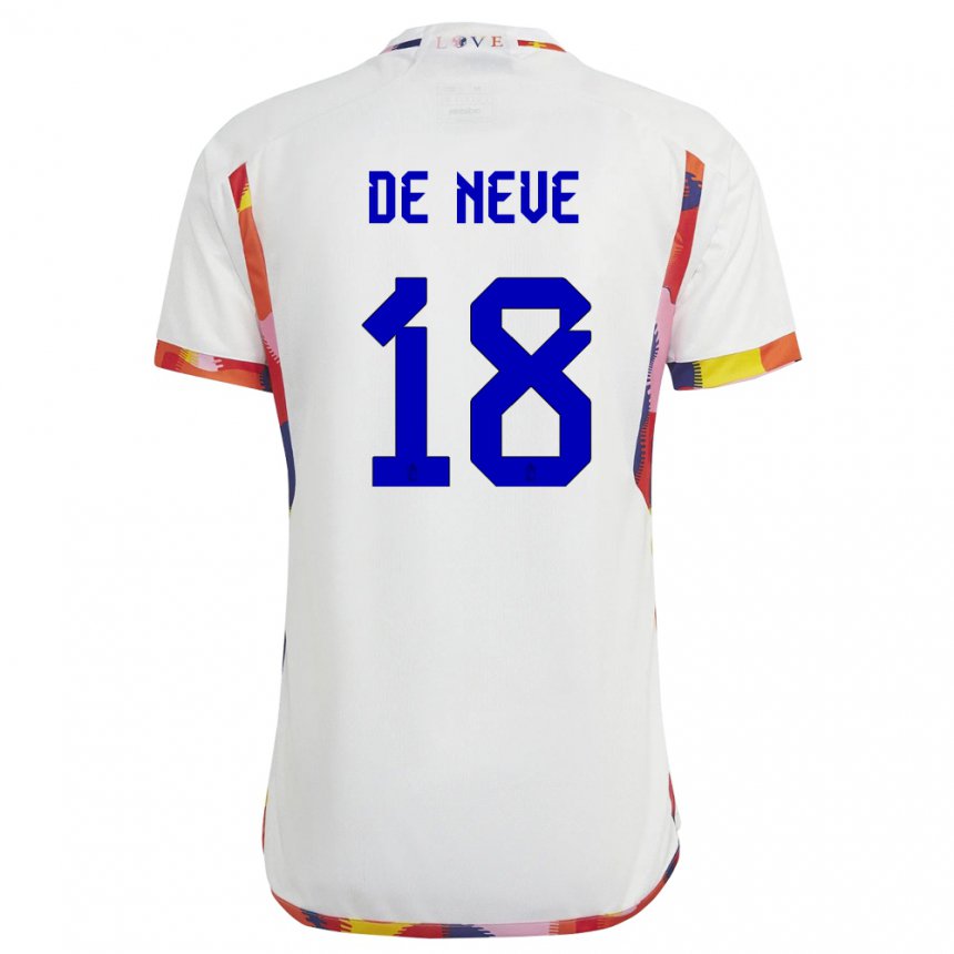 Damen Belgische Laura De Neve #18 Weiß Auswärtstrikot Trikot 22-24 T-shirt Belgien