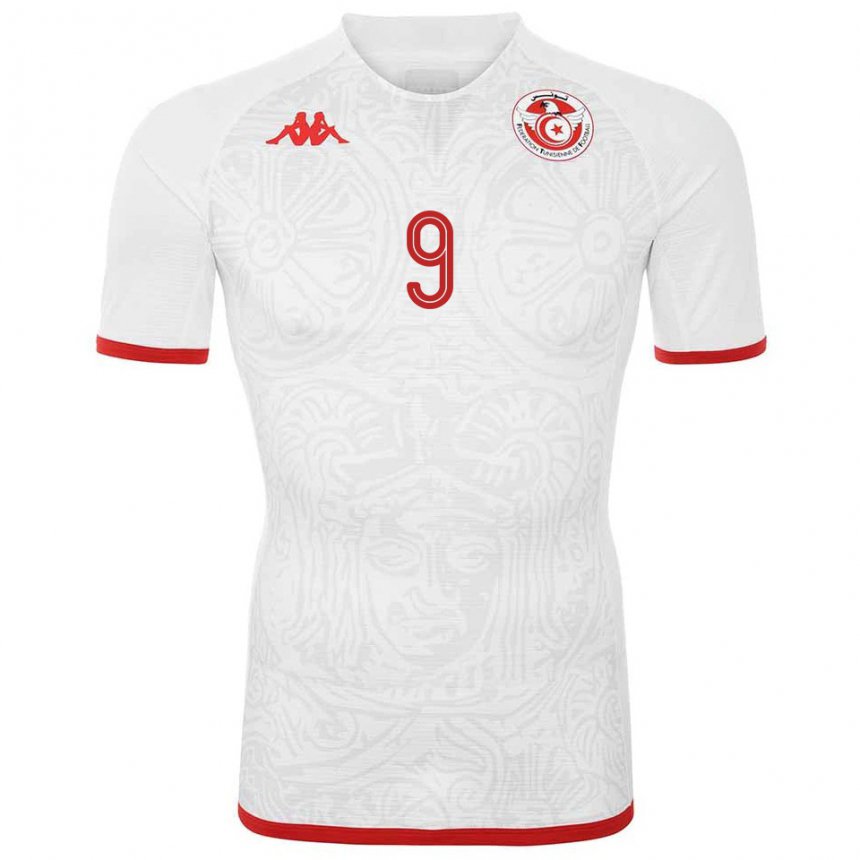 Damen Tunesische Sabrine Ellouzi #9 Weiß Auswärtstrikot Trikot 22-24 T-shirt Belgien