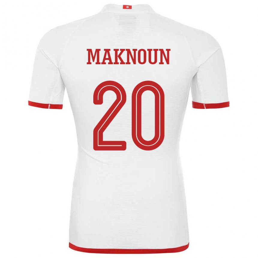 Damen Tunesische Leila Maknoun #20 Weiß Auswärtstrikot Trikot 22-24 T-shirt Belgien