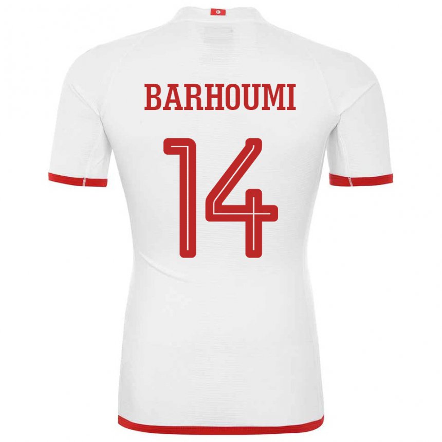 Damen Tunesische Salah Barhoumi #14 Weiß Auswärtstrikot Trikot 22-24 T-shirt Belgien