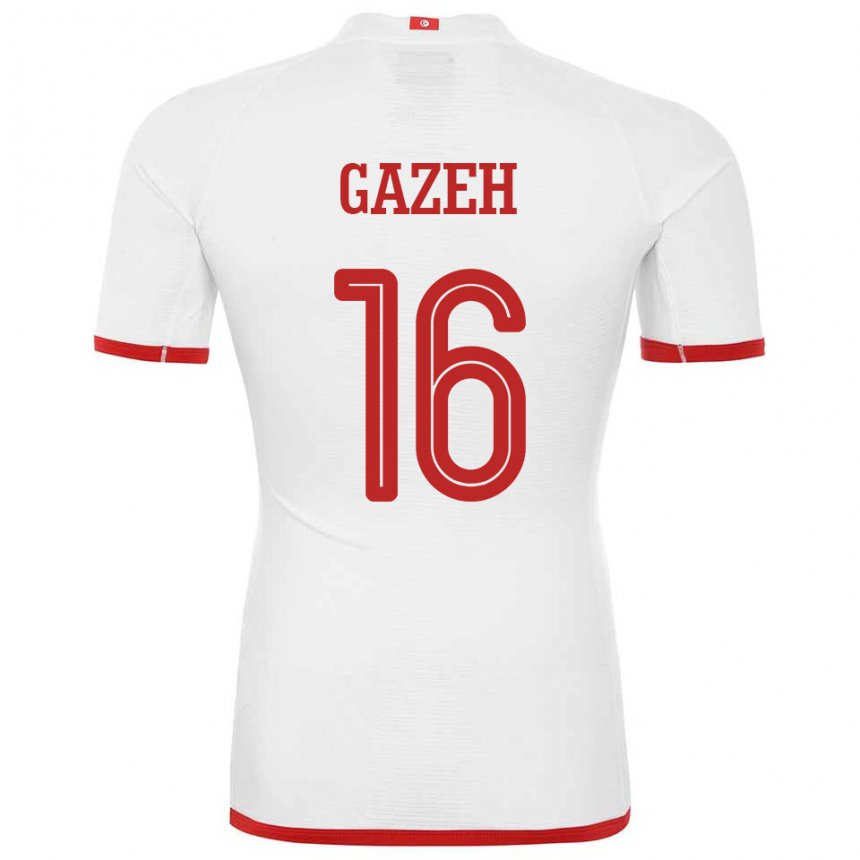 Damen Tunesische Raed Gazeh #16 Weiß Auswärtstrikot Trikot 22-24 T-shirt Belgien