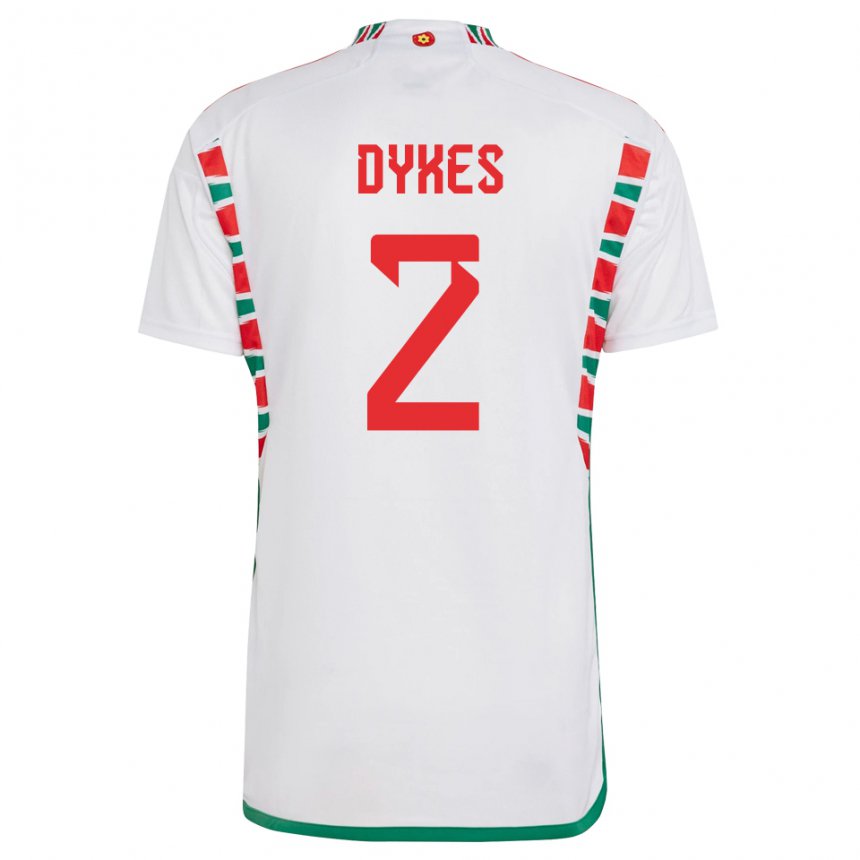Femme Maillot Pays De Galles Loren Dykes #2 Blanc Tenues Extérieur 22-24 T-shirt Belgique