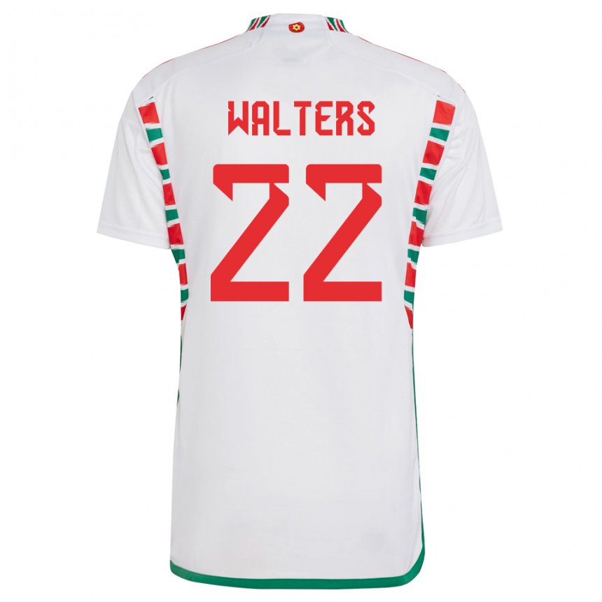 Damen Walisische Georgia Walters #22 Weiß Auswärtstrikot Trikot 22-24 T-shirt Belgien